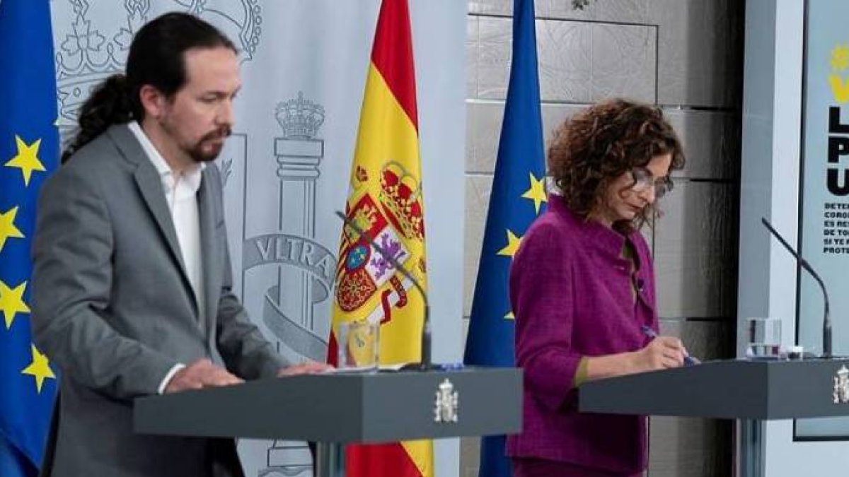 Iglesias y Montero, en una comparecencia en La Moncloa.