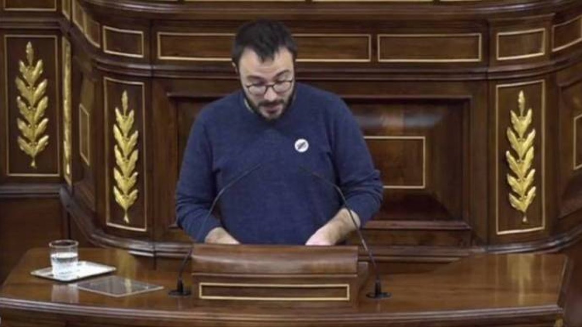 El portavoz de la CUP, Albert Botrán, este miércoles en su estreno en el Congreso.