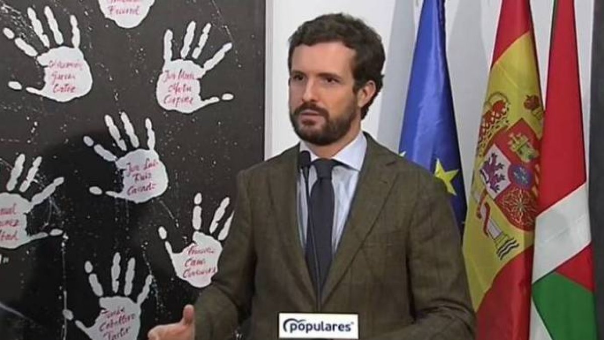 Pablo Casado, este viernes en Ermua en el primer acto del