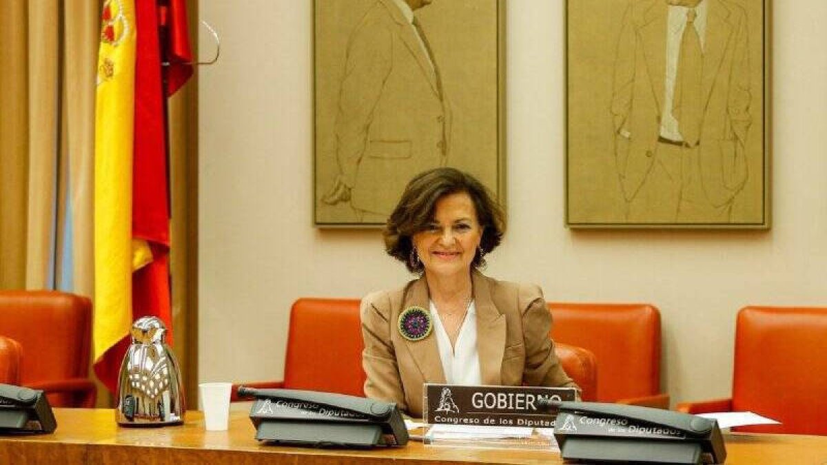 Carmen Calvo este lunes en el Congreso.