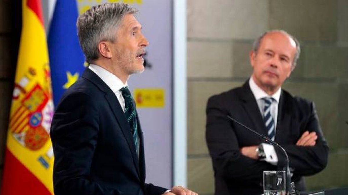 Los ministros de Justicia e Interior, en una de las comparencias sobre el coronavirus.