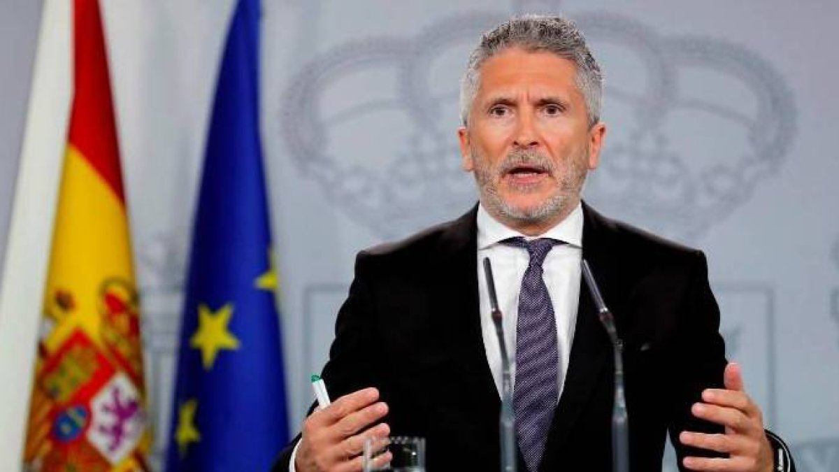 Marlaska, en una de sus comparencias del gabinete de crisis del estado de alarma.