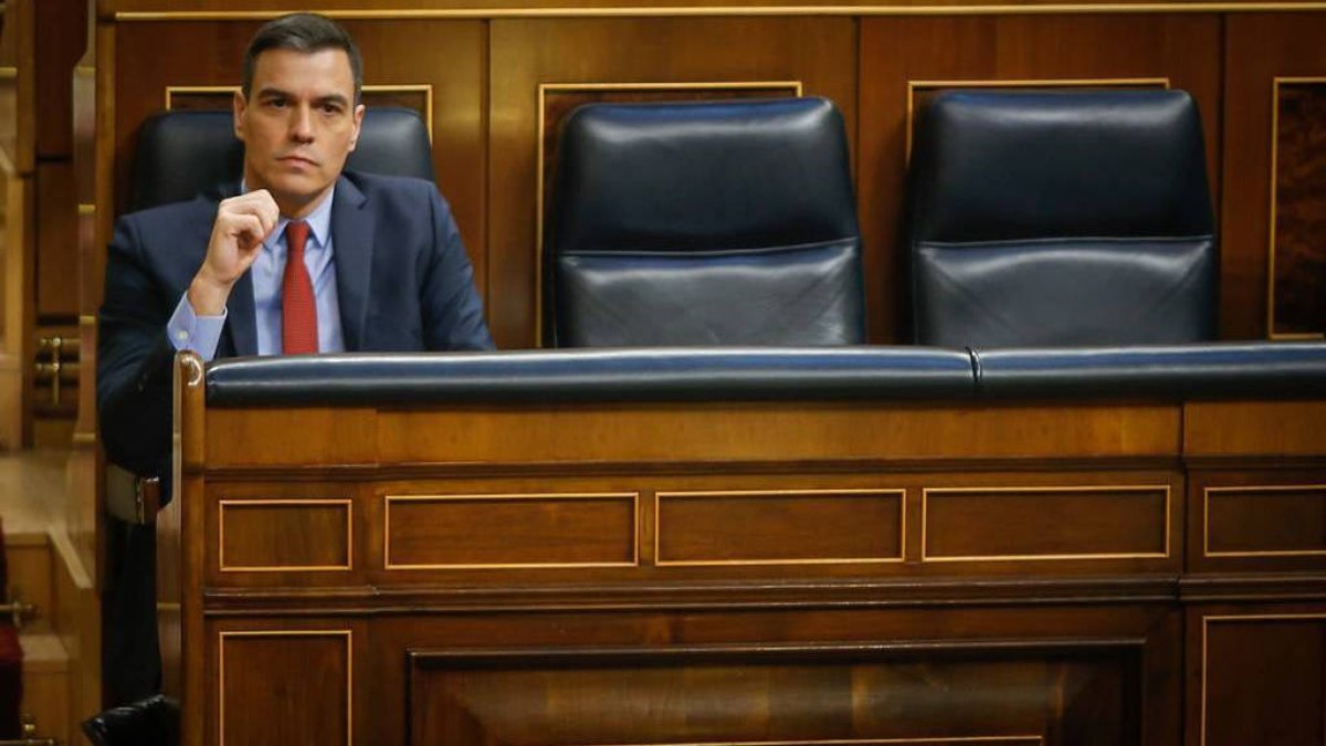 Pedro Sánchez durante el pleno de este miércoles.
