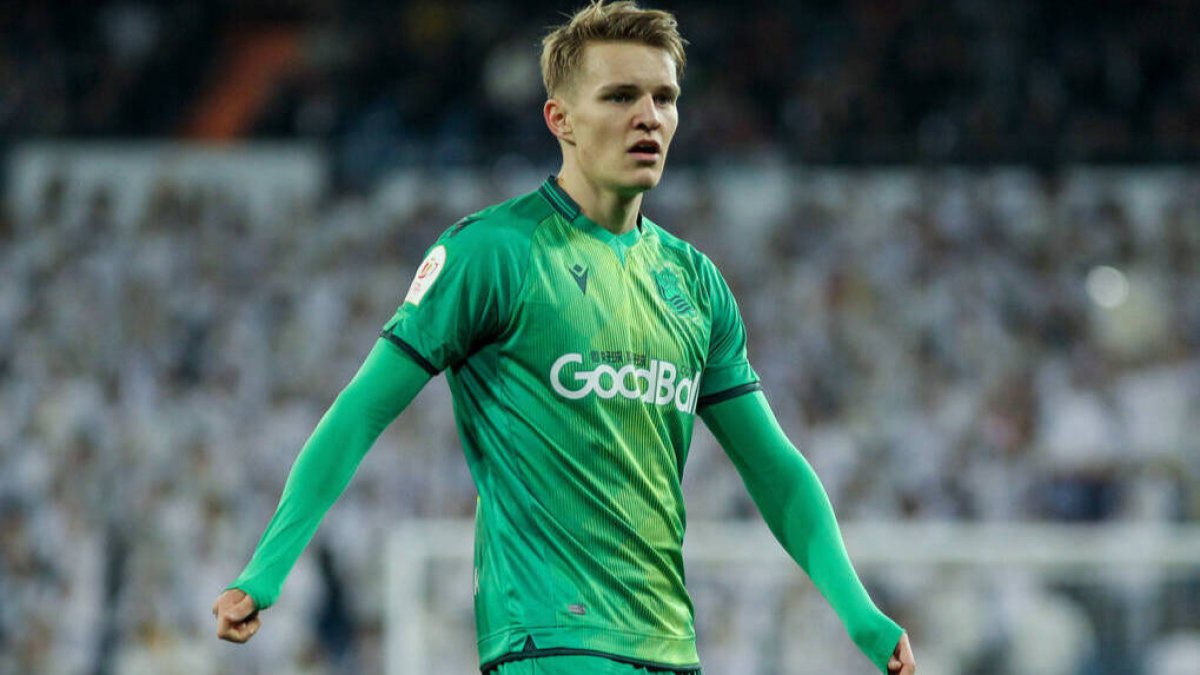 Odegaard, en el partido del Bernabéu en el que la Real eliminó al Madrid de la Copa del Rey.