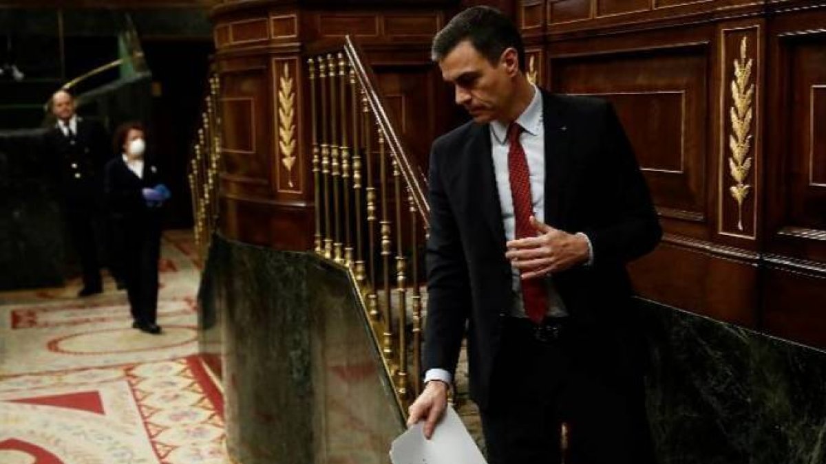 Sánchez, este miércoles en el Congreso.