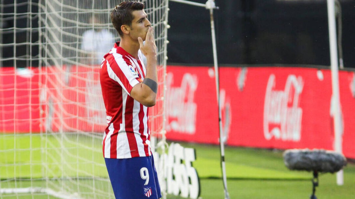 Álvaro Morata, después de marcar ante el Celta en el tramo final de la pasada temporada.