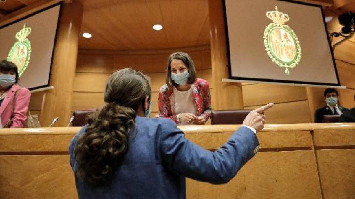 Pablo Iglesias, este martes en el Senado, en su primera aparición tras el batacazo del 12-J.