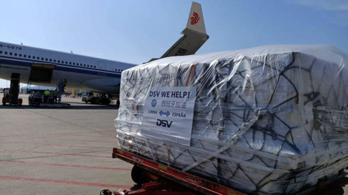Cargamento que llegó de China al aeropuerto de Zaragoza
