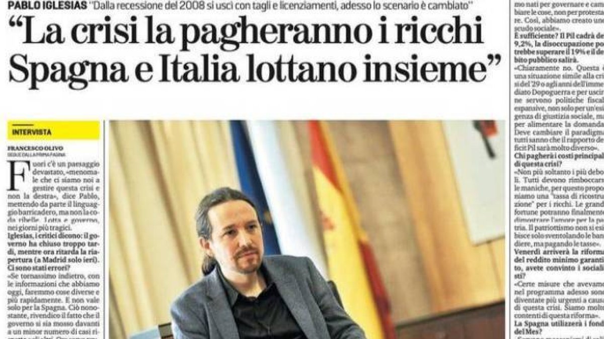 Iglesias vueve a declarar la guerra a Calviño este martes en La Stampa.