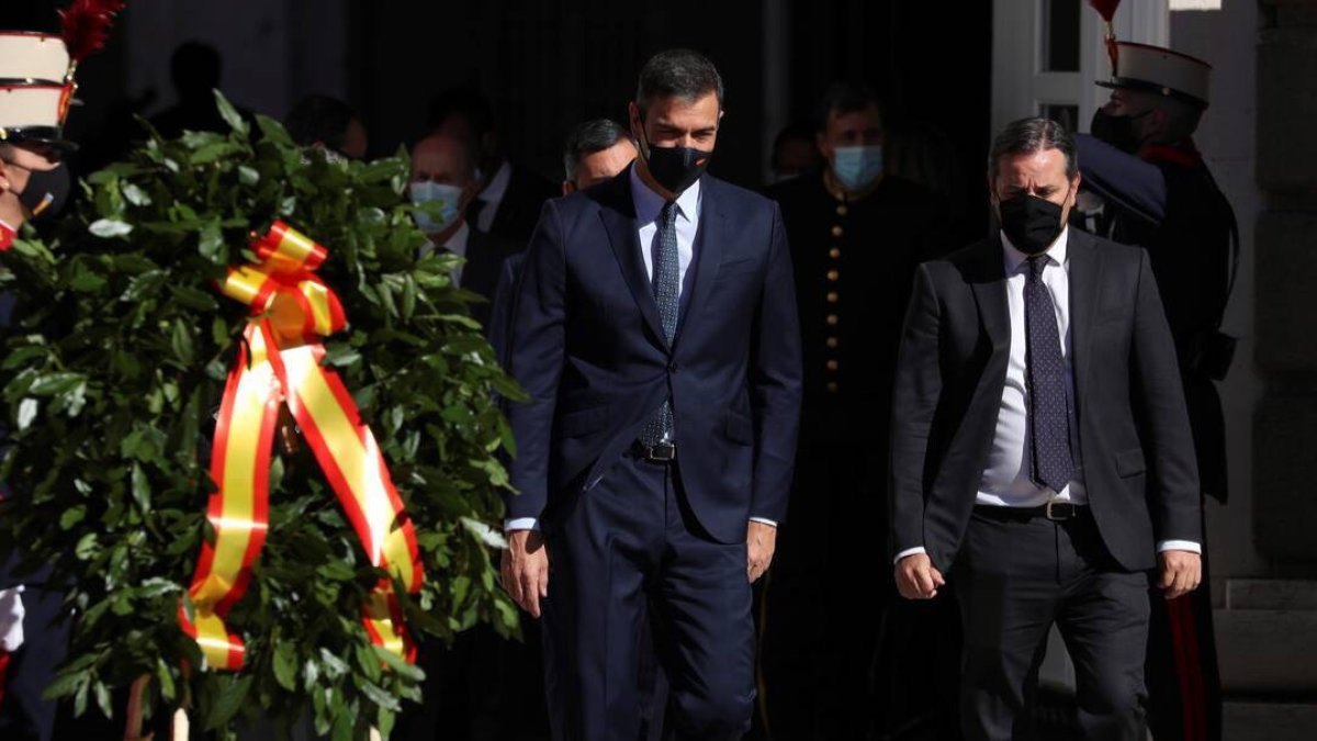 Pedro Sánchez, en los actos del 12-O