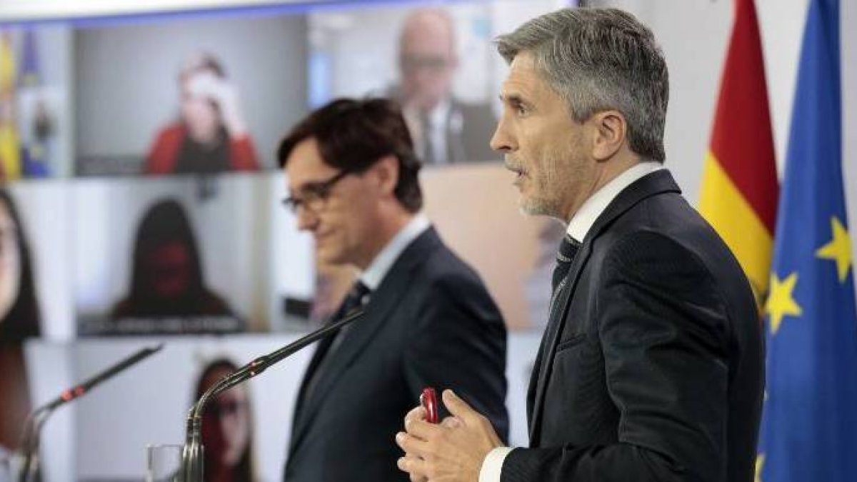 Marlaska e Illa, en una de sus comparecencias durante el estado de alarma.