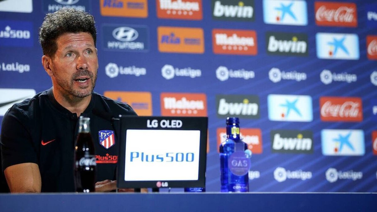 Simeone, en una rueda de prensa previa a un partido del Atlético de Madrid.