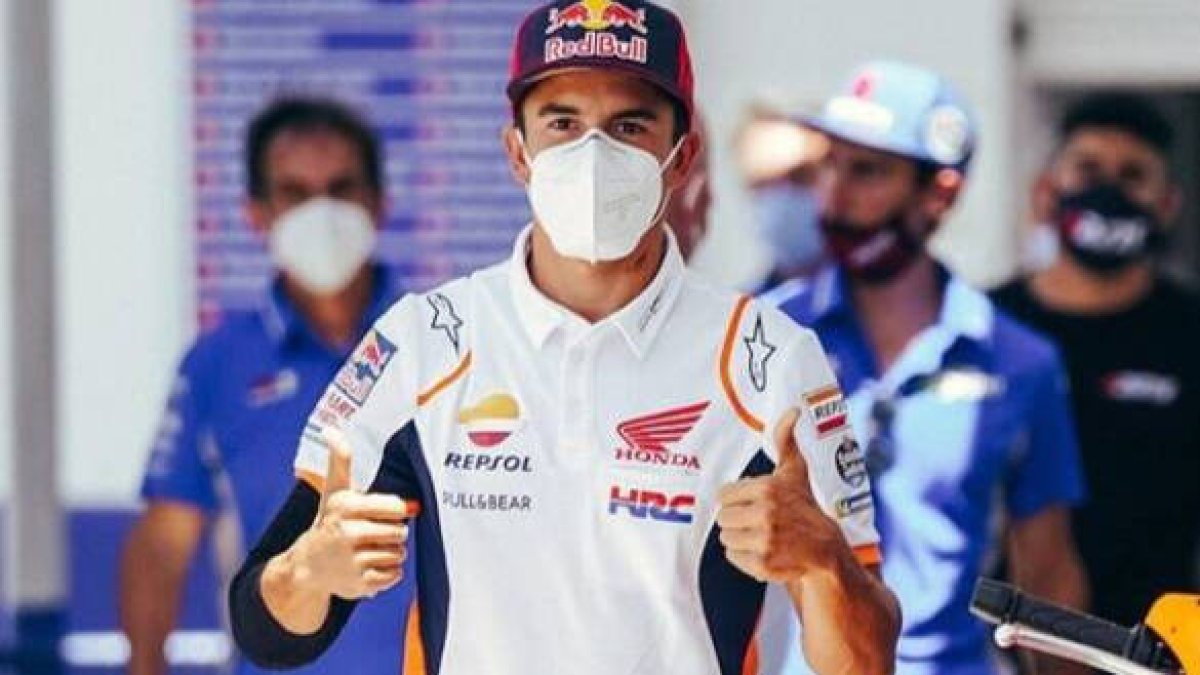 Marc Márquez, a su llegada al circuito de Jerez.