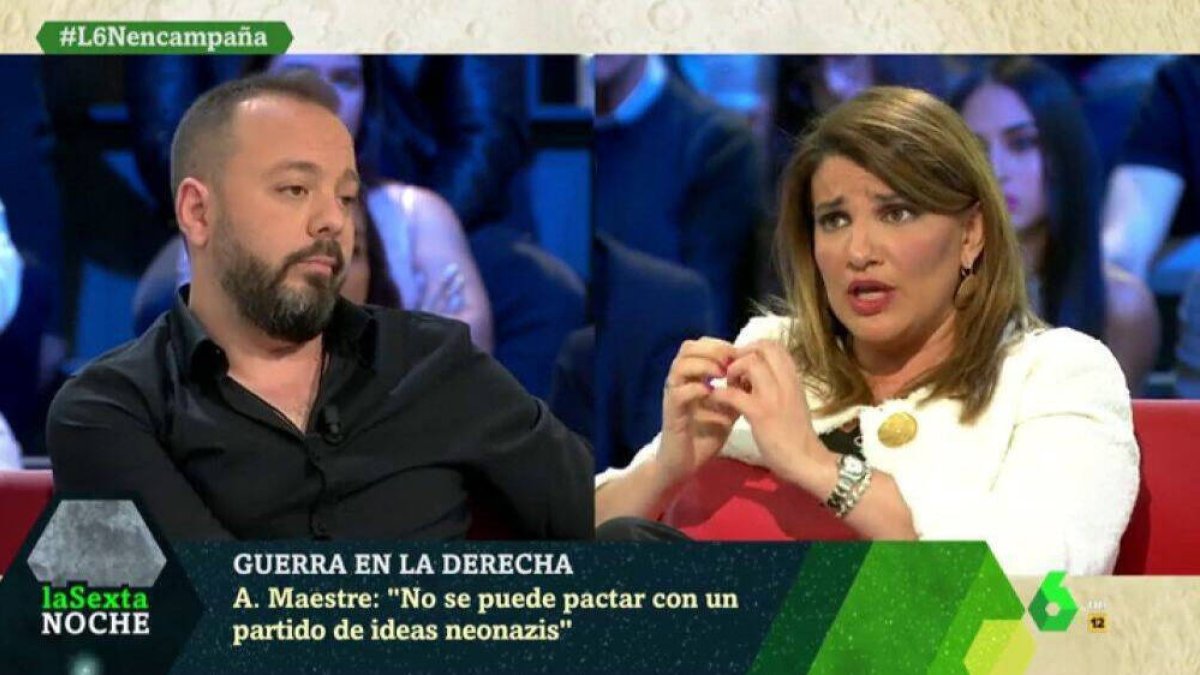 Antonio Maestre y María Claver, en el plató de La Sexta Noche