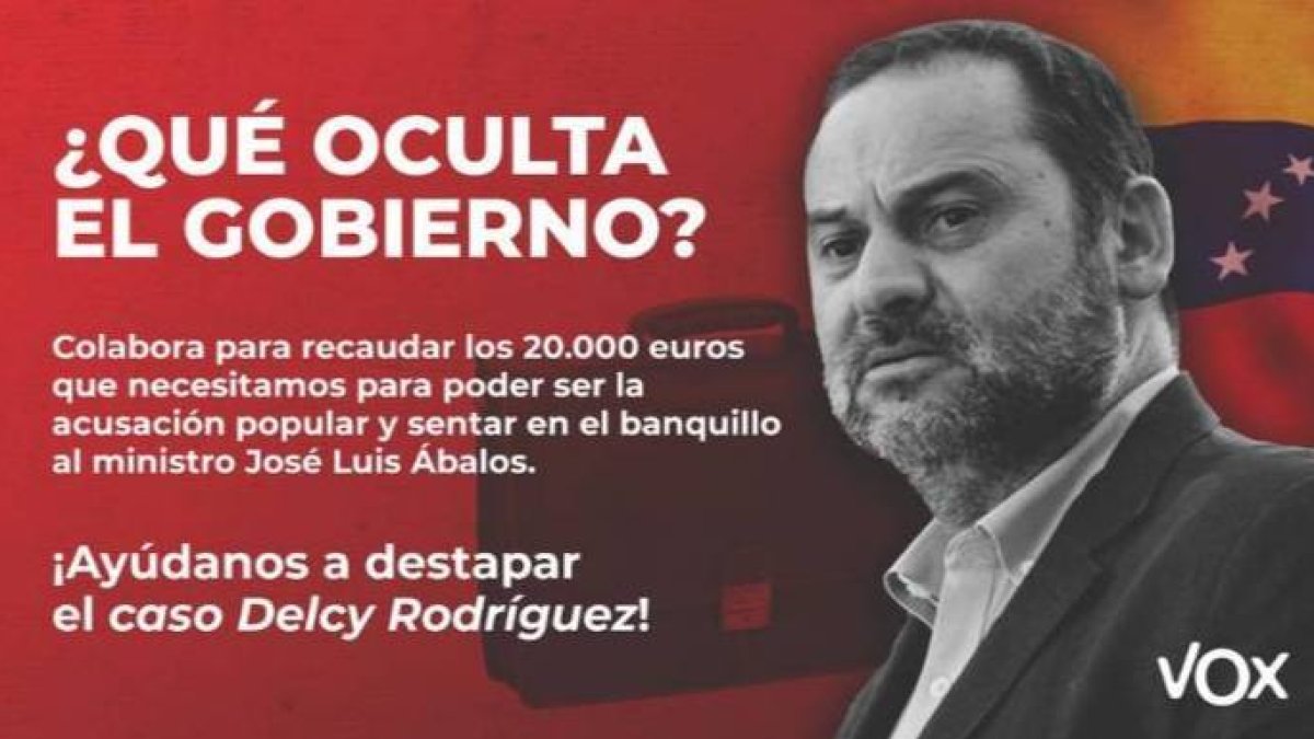 Vox se convierte en acusación popular contra el ministro y número tres del PSOE.