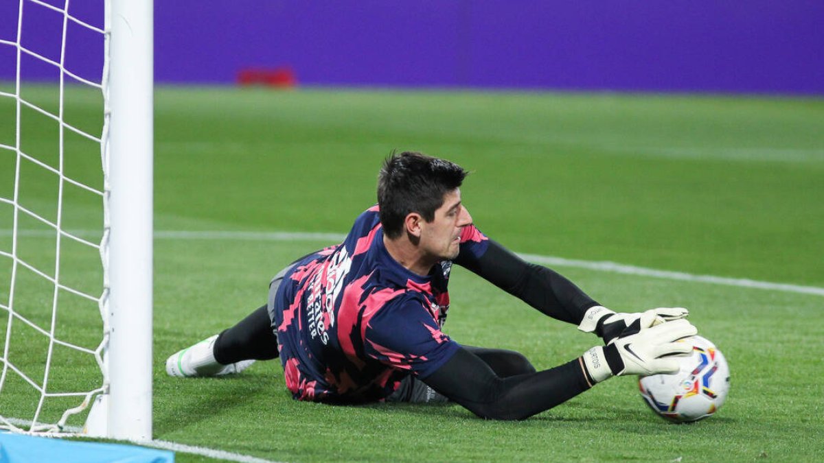 Courtois, en un entrenamiento previo a un partido.