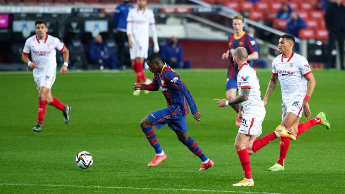Dembelé fue el más destacado del Barcelona y autor del gol.