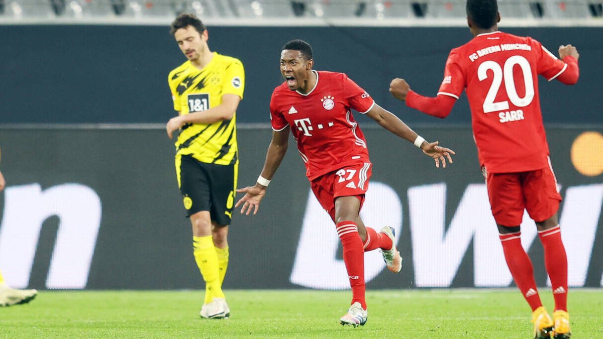David Alaba, celebrando un gol con su actual equipo, el Bayern de Munich.