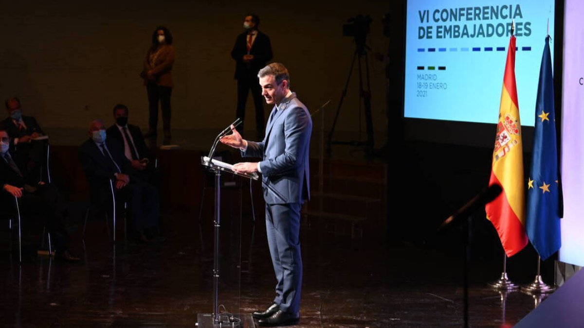 Pedro Sánchez durante su intervención.