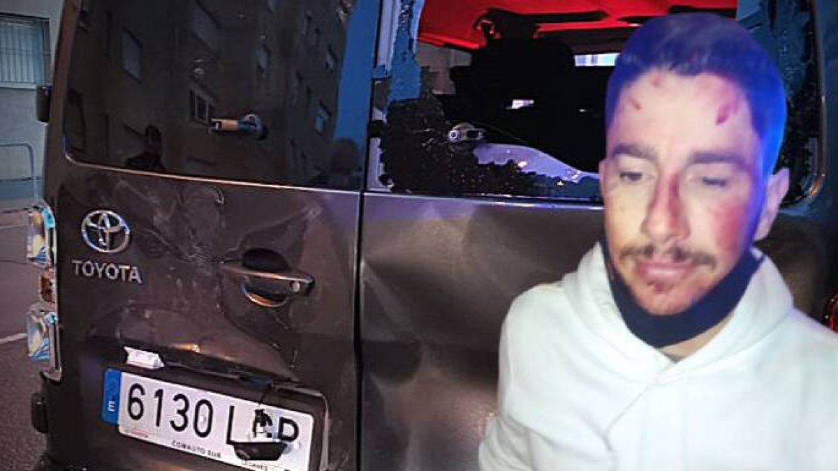 Jordi, herido según VOX en los ataques. Y la furgoneta dañada de Ignacio Garriga