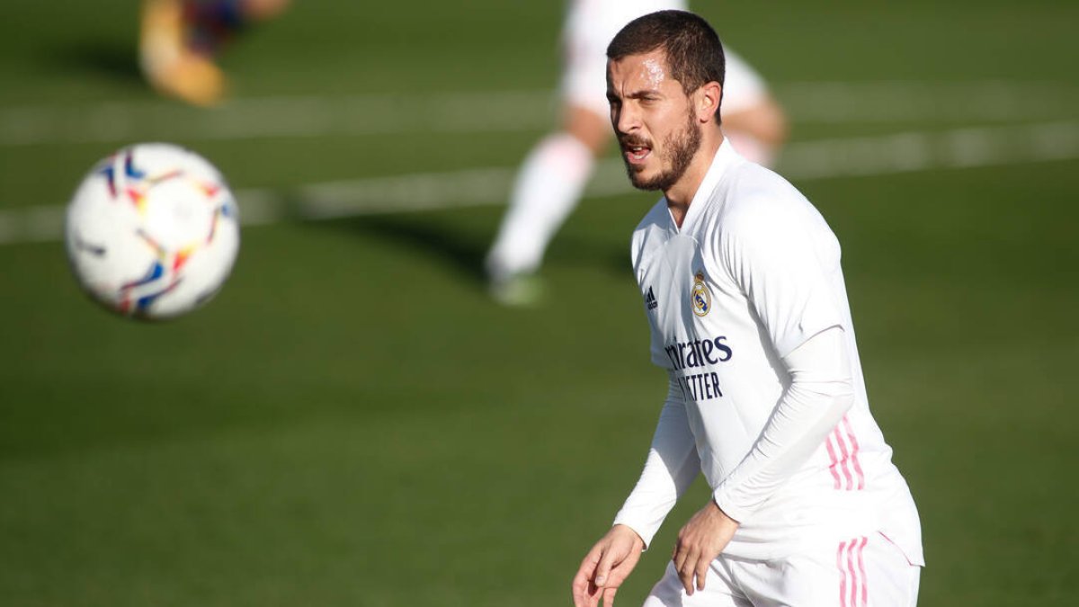 Hazard, contra el Levante, en el último encuentro que jugó con el Real Madrid.