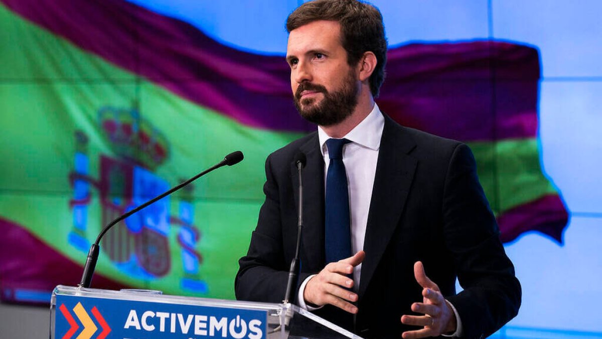Pablo Casado durante el Comité Ejecutivo Nacional del PP del martes.