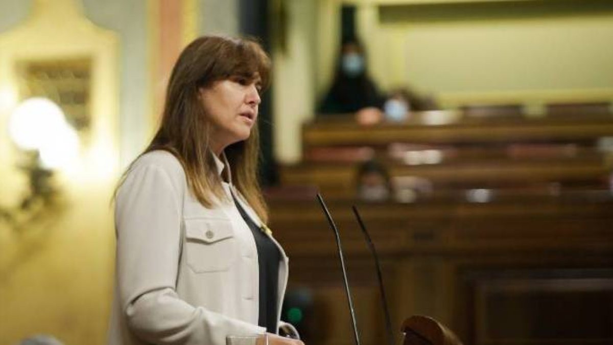 La portavoz de Junts en el Congreso, Laura Borrás, este jueves en el pleno del estado de alarma.