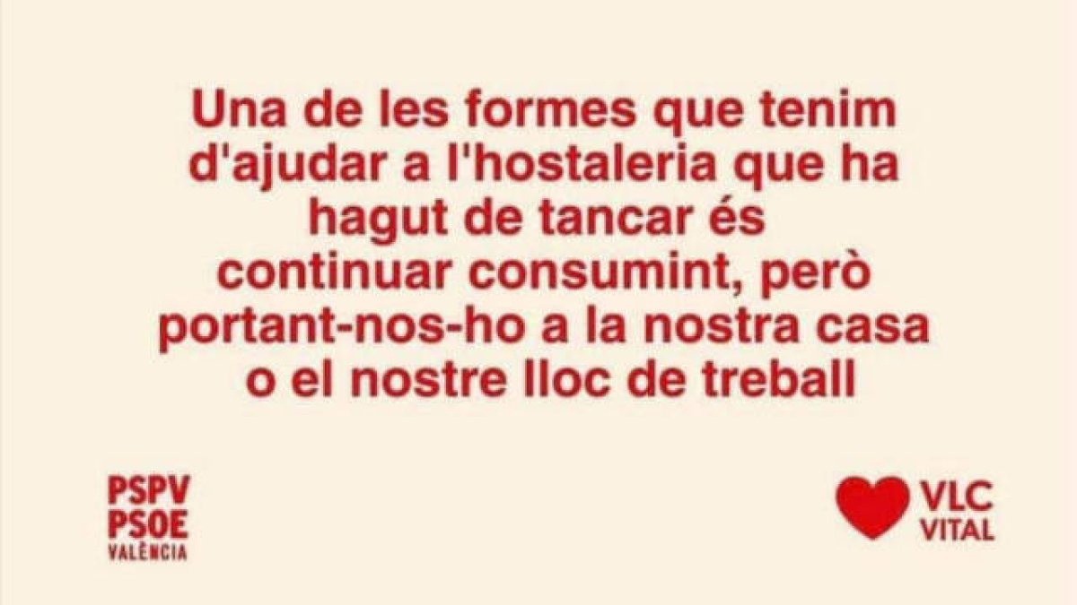 Catel del PSOE sobre la hostelería