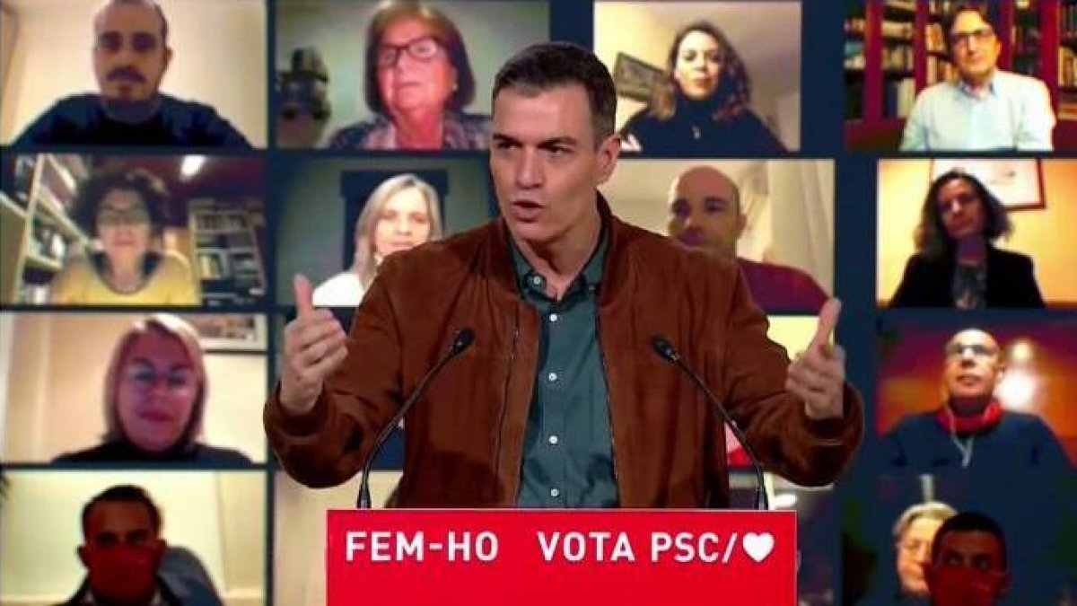 Sánchez, este viernes, en los actos del cierre de campaña del PSC.