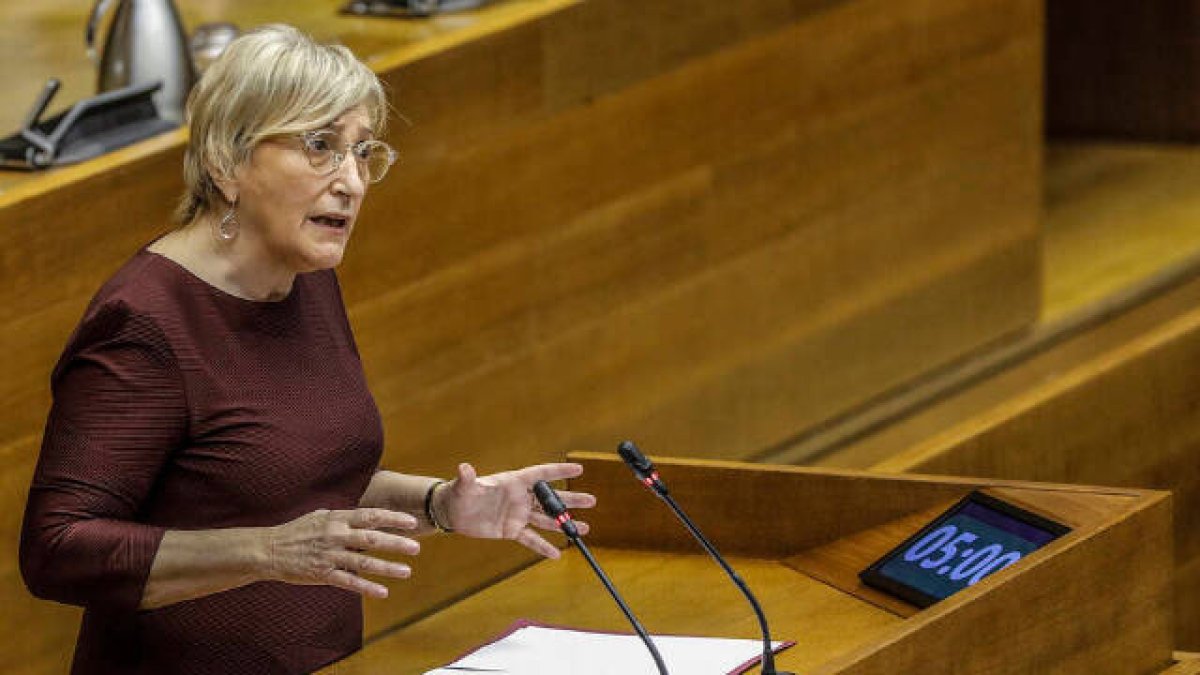 La consellera de Sanidad, Ana Barceló, durante su comparecencia en les Corts.