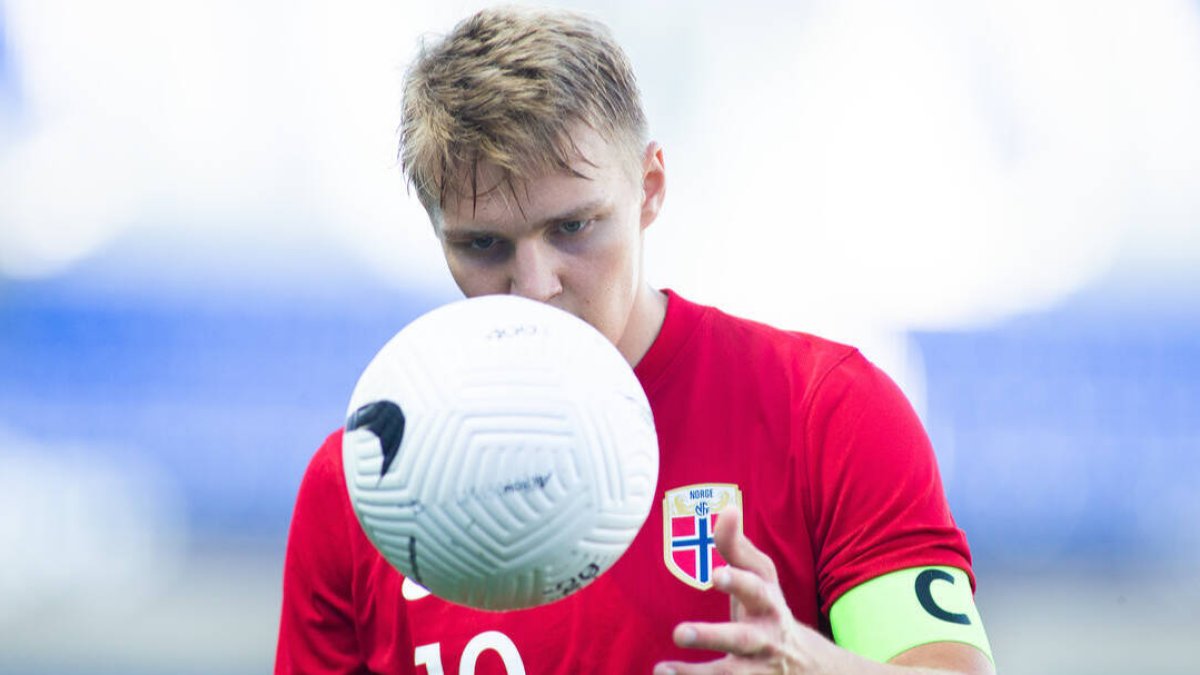 Odegaard, en el partido amistoso que Noruega jugó ayer ante Grecia.