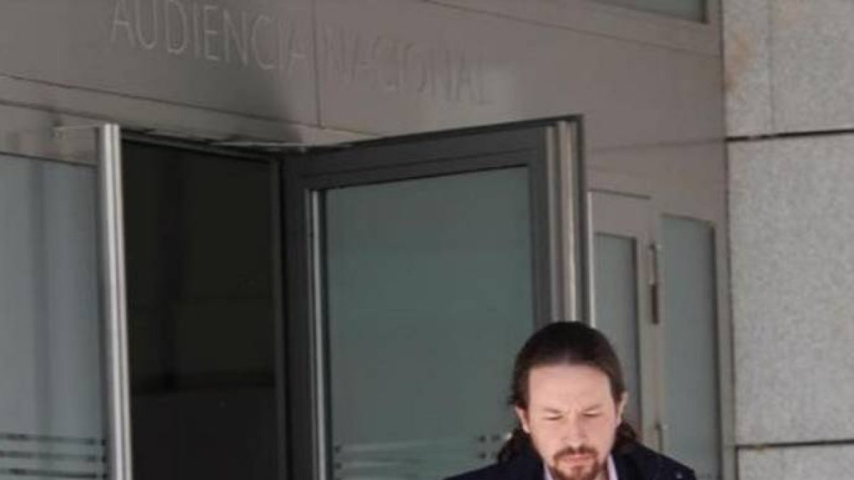 Pablo Iglesias, al salir de declarar en la Audiencia Nacional.