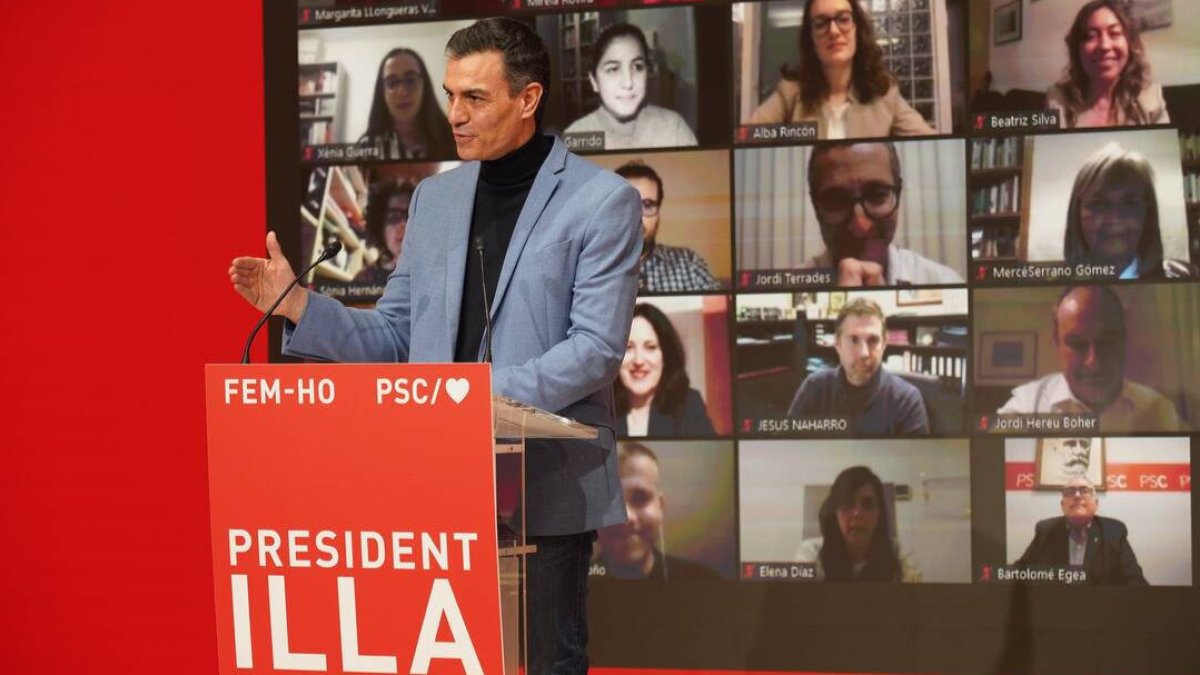 Pedro Sánchez, este sábado en un mitin en Cataluña.