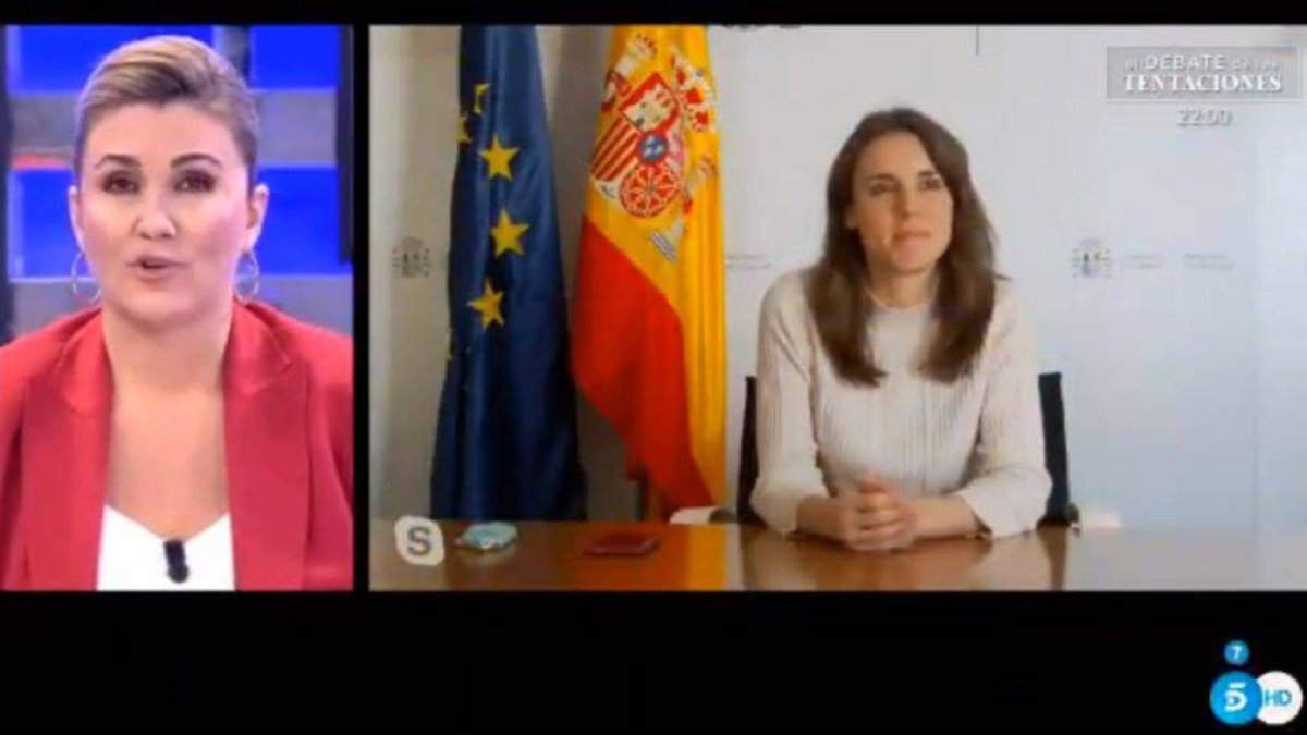 Irene Montero en directo en Sálvame el día que el programa de Telecinco disparó sus audiencias.