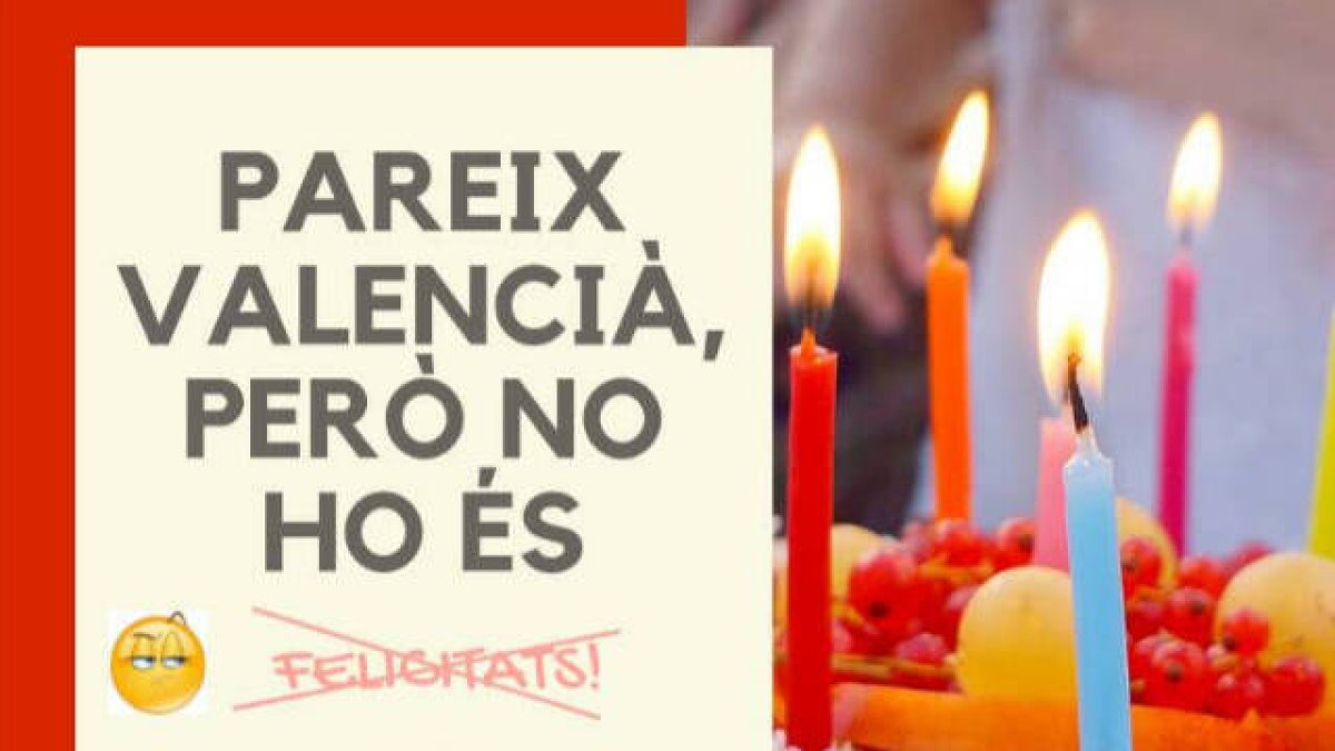 Cartel del Ayuntamiento de Torrent en contra de desear 'felicitats'