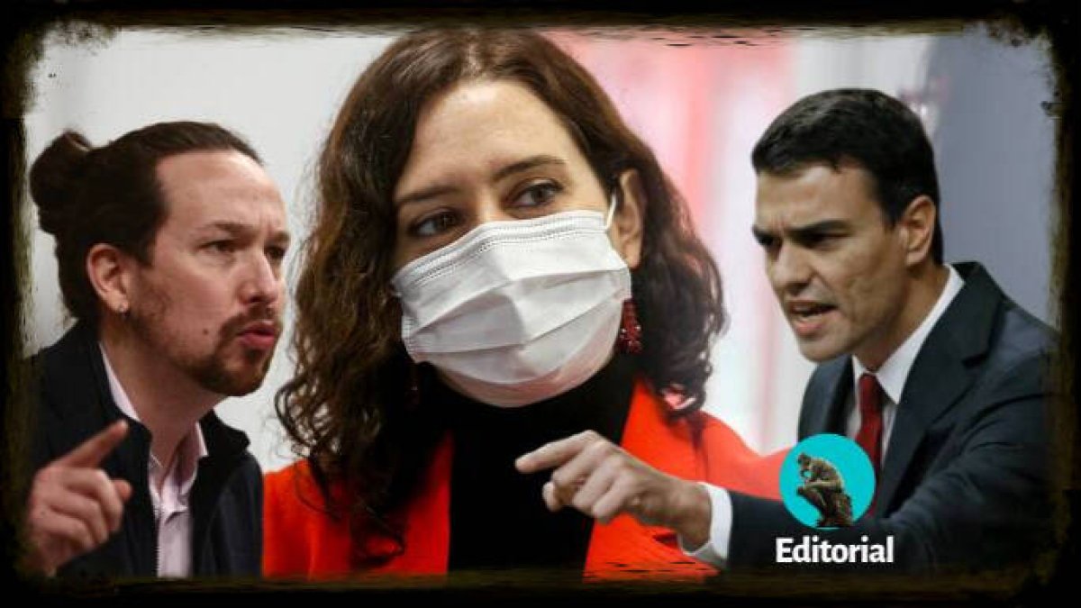 Ayuso, entre Iglesias y Sánchez