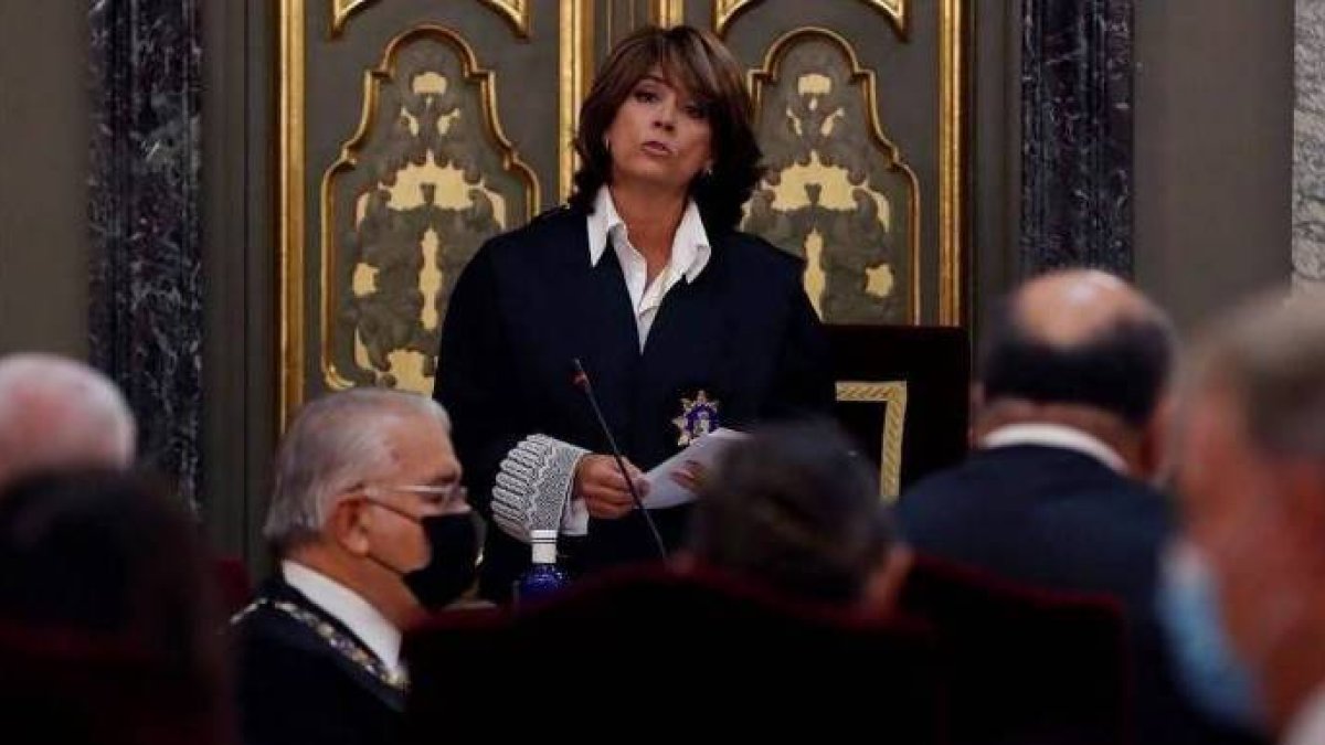 Dolores Delgado, en un acto en la FGE.