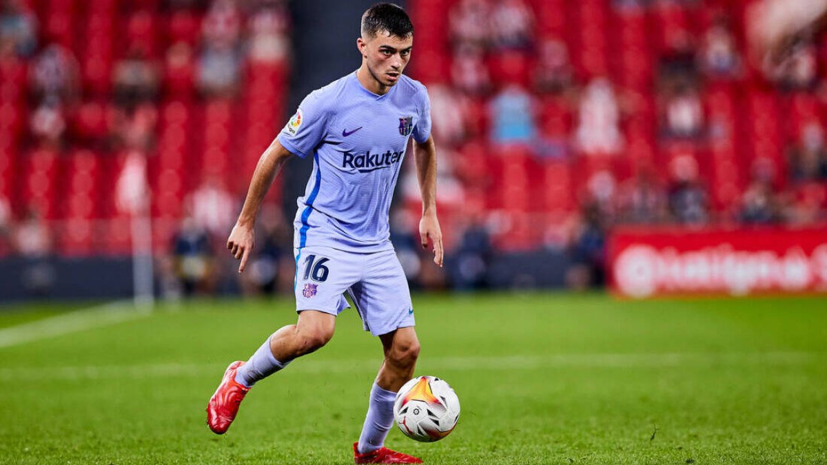 Pedri, durante el partido frente al Athletic de Bilbao