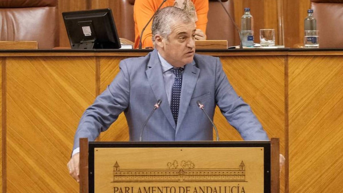 El diputado del PSOE-A, Javier Carnero, y exconsejero de la Junta de Andalucía, en una intervención en el Parlamento.