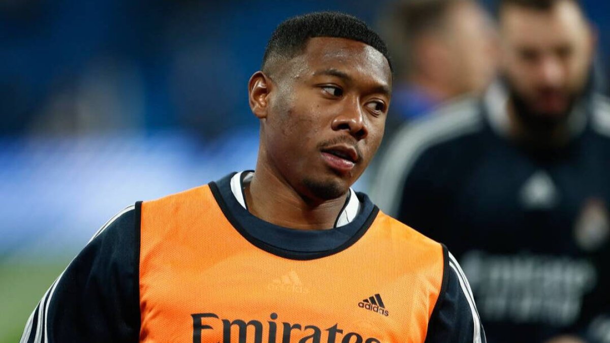 David Alaba, en un entrenamiento con el Real Madrid.