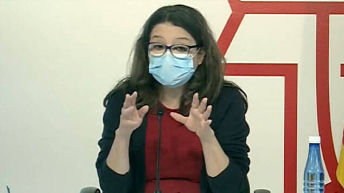 Mónica Oltra en la rueda de prensa del Consell