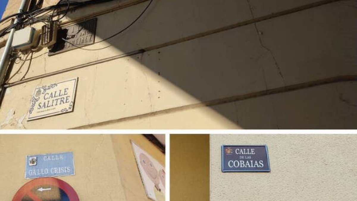 Placas de algunas calles de Orihuela