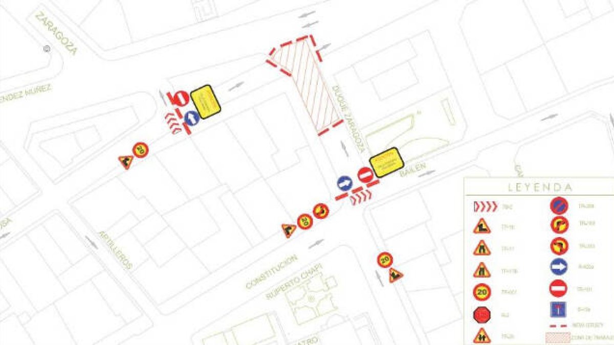 Mapa de la ubicación de las obras y desvío del tráfico