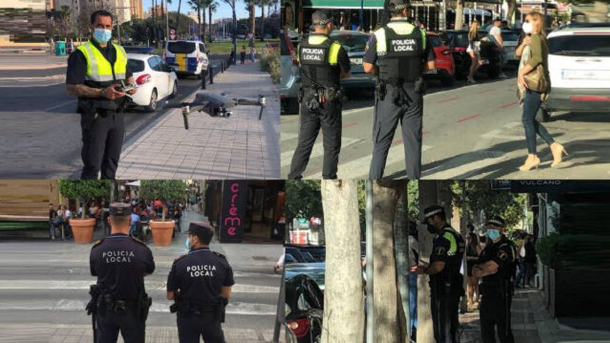 Los agentes vigilan desde distintos puntos que se cumplan las medidas de seguridad