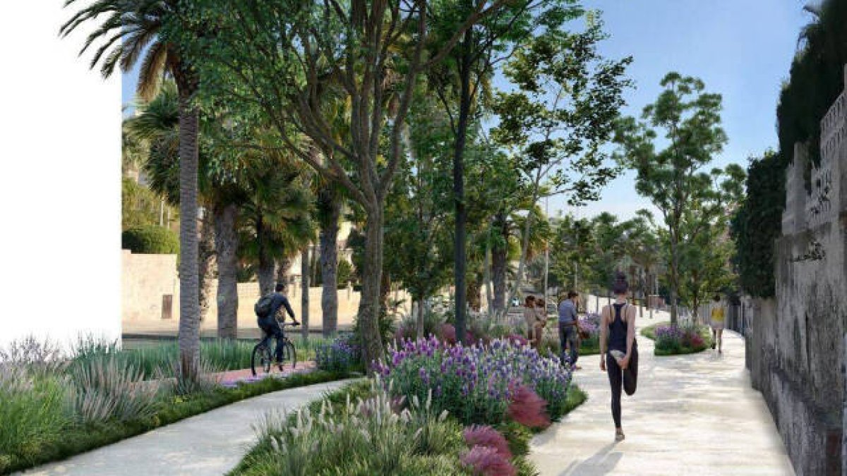 Recreación de la posible actuación en Avda. Costa Blanca con urbanismo táctico