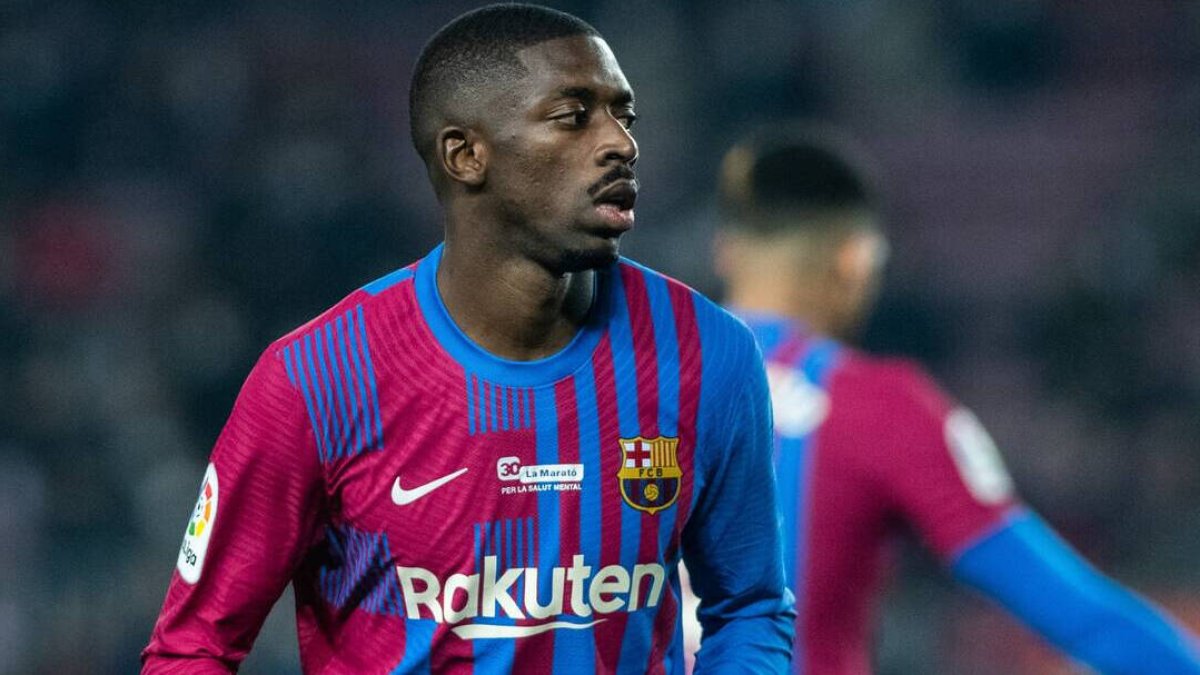 Dembélé, durante un partido con el Barcelona