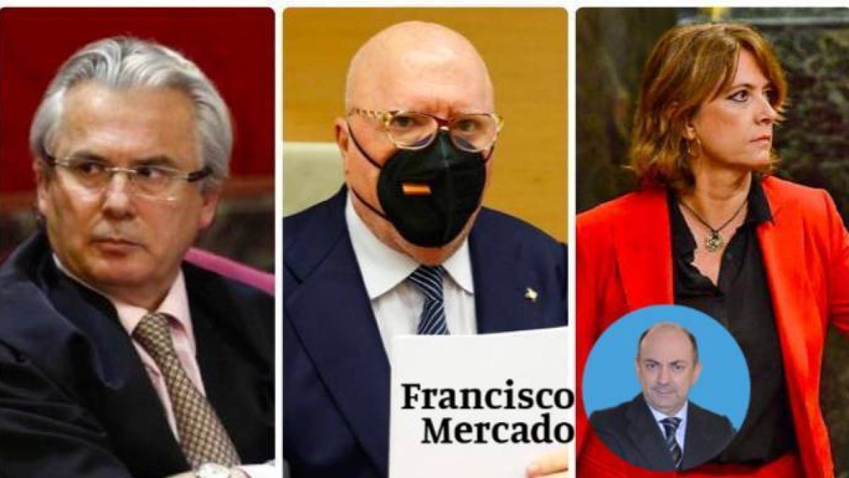 Villarejo, flanqueado por Baltasar Garzón y Dolores Delgado.