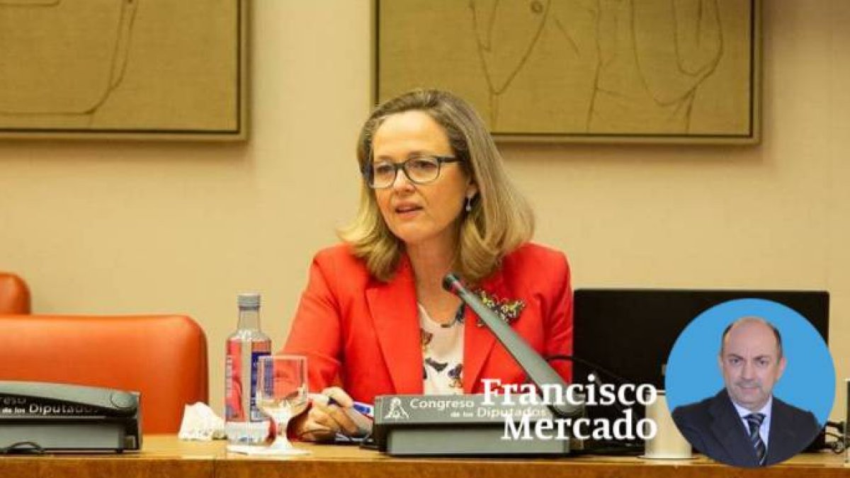 Nadia Calviño, este jueves en su comparecencia en el Congreso de los Diputados.