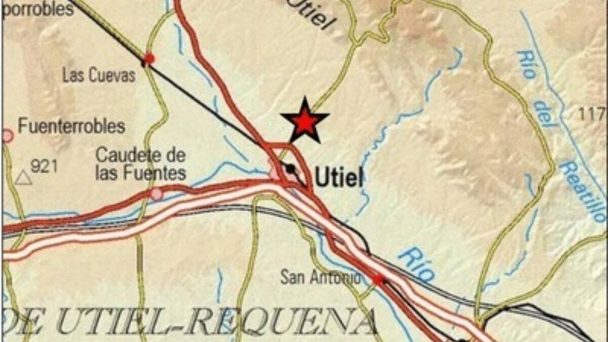 Mapa del registro de un terremoto en Requena y Utiel I Fuente: Instituto Geográfico Nacional (IGN).