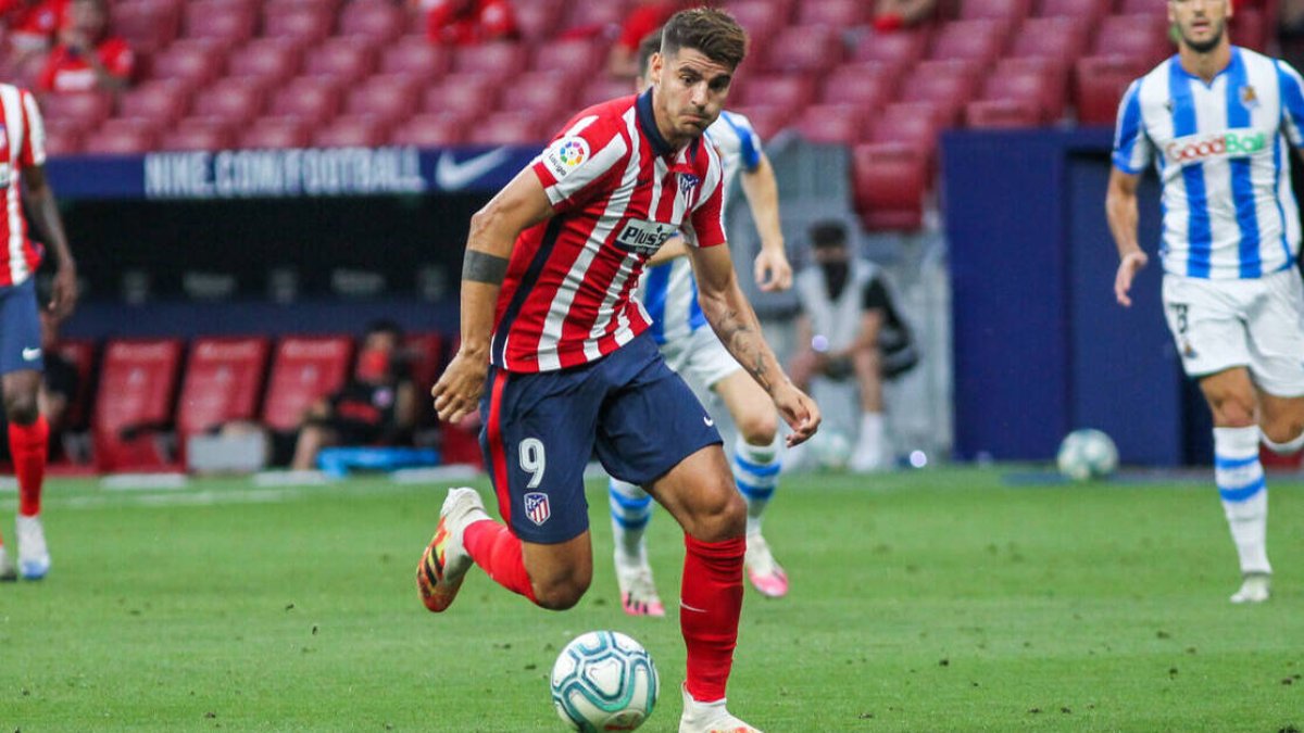 Morata, durante un partido en su anterior etapa rojiblanca